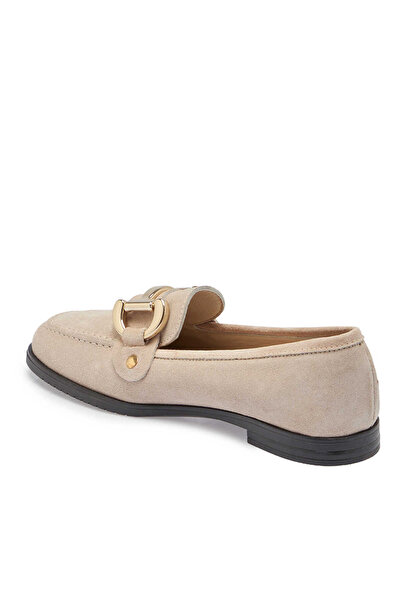 Tergan Bej Hakiki Süet Deri Kadın Loafer - K24S1AY67568-B79