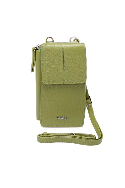Tergan Yeşil Hakiki Deri Kadın Omuz Çantası - S25Y1BC80438-U5V