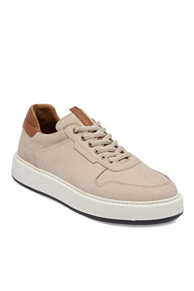 Tergan Bej Hakiki Nubuk Deri Erkek Sneaker - E24I1AY56807-B23