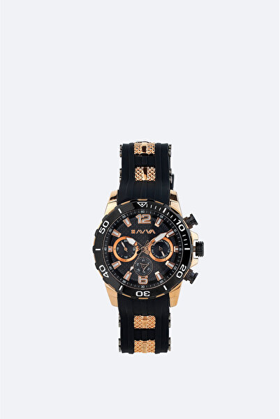 Avva Men's Black Gift Boxed Silicone Band Wrist Watch B009033