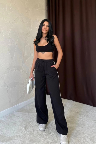 DEAG Black Side Stripe Trousers