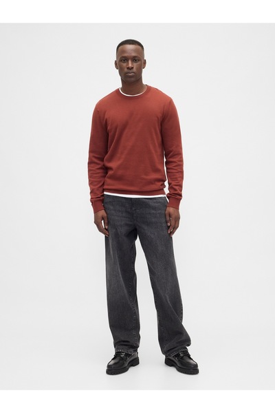 GAP Erkek Açık Kırmızı Bisiklet Yaka Kazak
