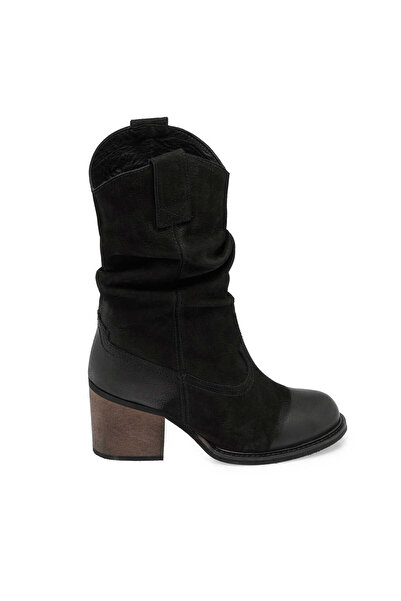 Tergan Siyah Hakiki Nubuk Deri Kadın Casual Bot - K24K1BT67590-A64