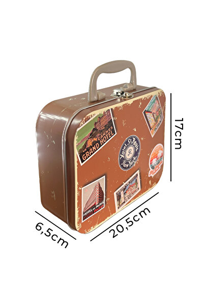 mystylee Retro Metal Box | Storage Box with Handle, Vintage Design, 20.5X17X6.5 cm