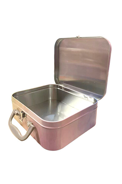 mystylee World Metal Box | Storage Box with Handle, Map Pattern Metal Organizer 20.5X17X6.5 cm