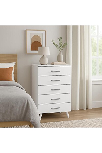 Dekorister Cemre 5 Çekmeceli Şifonyer Beyaz