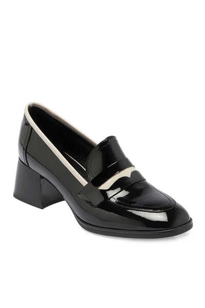 Tergan Siyah Hakiki Rugan Deri Kadın Topuklu Ayakkabı - K24S1AY67517-A07