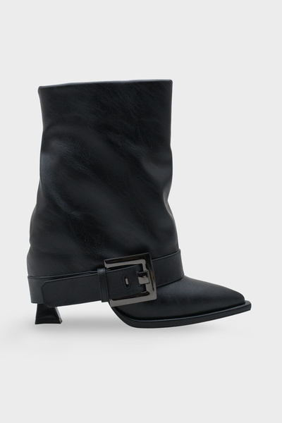 LOJO Дамски ботуши с остри върхове, каишка с катарама и ток Kavosa Black