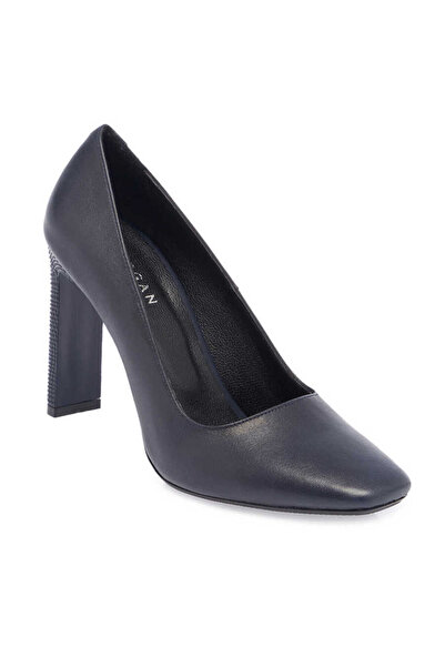 Tergan Lacivert Hakiki Deri Kadın Topuklu Ayakkabı - K24I1AY67469-A31