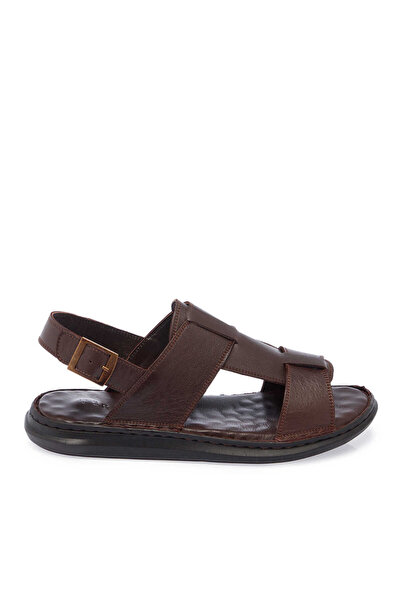 Tergan Kahverengi Hakiki Deri Erkek Sandalet - E25Y1SN57154-A24
