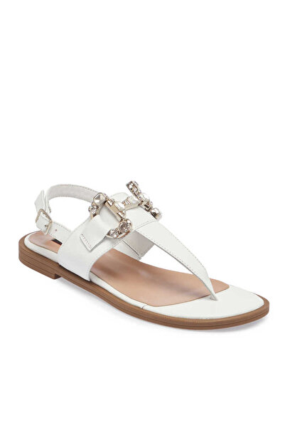 Tergan Beyaz Hakiki Deri Kadın Sandalet - K24Y1SN67409-A26