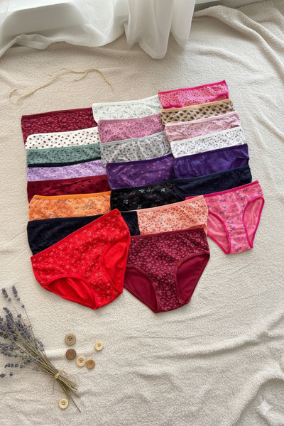 içgiyimpazarım içinizdeki rahatlık 10'lu Paket Desenli Biyeli Penye Slip Külo...