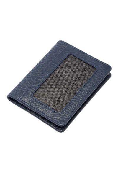 Tergan Navy Blue Genuine Leather Unisex Credit Card Holder - S1Kk00001666-A38