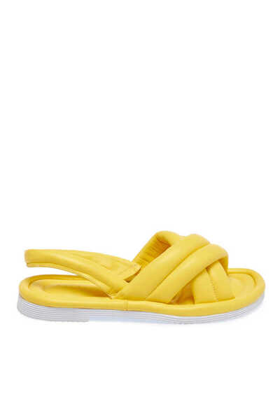 Tergan Sarı Hakiki Deri Kadın Sandalet - K24Y1SN67414-J63