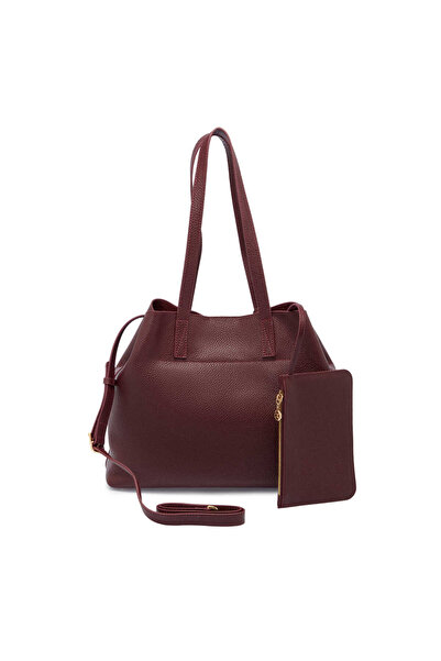Tergan Burgundy Leather Women's Shoulder Bag - S25Y1Bc80429-M71
