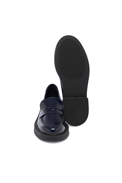 Tergan Lacivert Hakiki Rugan Deri Kadın Loafer - K24S1AY67617-C16