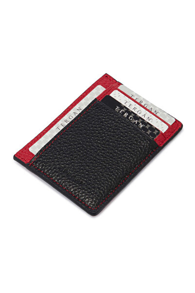 Tergan Black Leather Unisex Credit Card Holder - S1Kk00001676-S6L