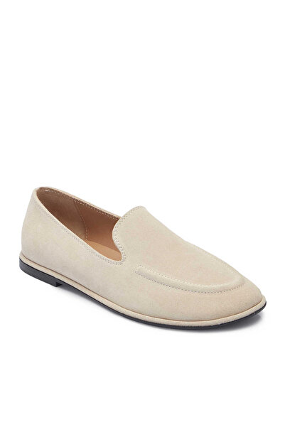 Tergan Bej Hakiki Süet Deri Kadın Loafer - K25I1AY68042-B79