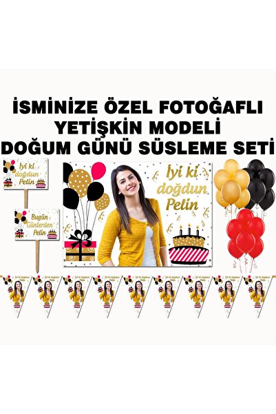 Sunligo Yetişkin Genç Fotoğraflı Doğum Günü Seti, Afiş, Flama, Konuşma Balonu...