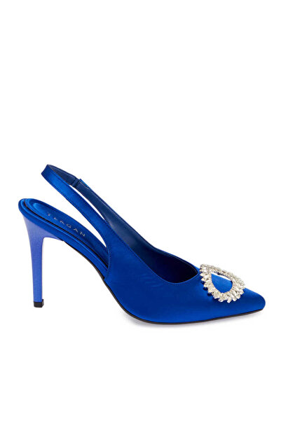 Tergan Mavi Vegan-Tekstil Kadın Stiletto - K24I1AY67328-M11