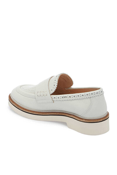 Tergan Beyaz Hakiki Deri Kadın Loafer - K25I1AY68029-N3O