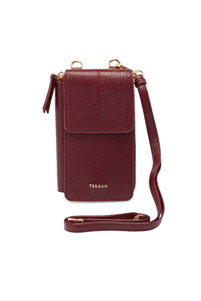 Tergan Bordo Hakiki Deri Kadın Omuz Çantası - S25Y1BC80438-M71