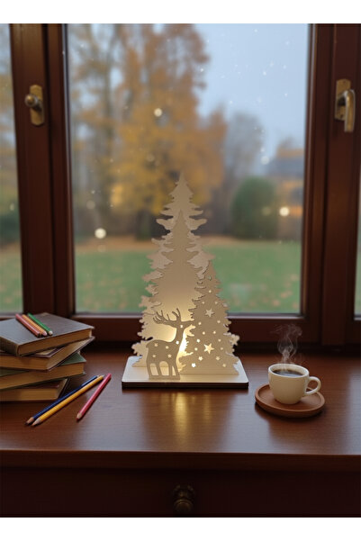 Antika Design Yilbaşı dekorasyonu Ağaç ve geyik Sahne mdf elektrikli Led