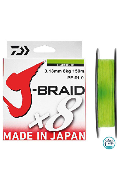 daiwa J-Braid PE 8X İp Misina 0.13mm 8kg 150mt Açık Yeşil
