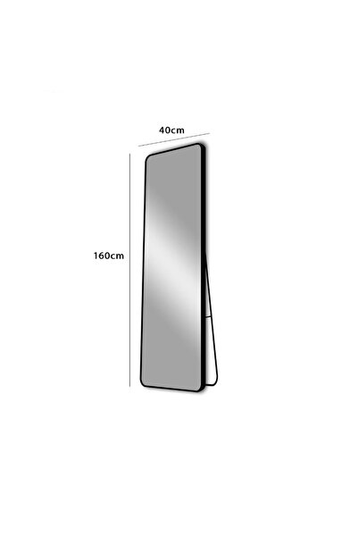 Family Ship Long Aluminum Mirror with Stand, Shatter-Resistant, 160x40 cm - Silver