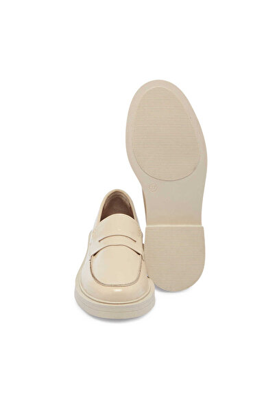 Tergan Ekru Hakiki Rugan Deri Kadın Loafer - K24S1AY67617-H4X