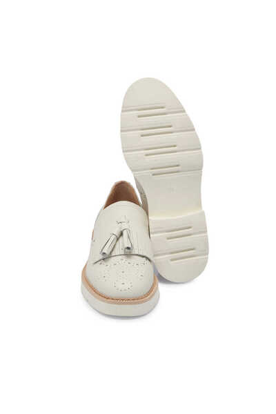 Tergan Beyaz Hakiki Deri Kadın Loafer - K25I1AY68027-N3O