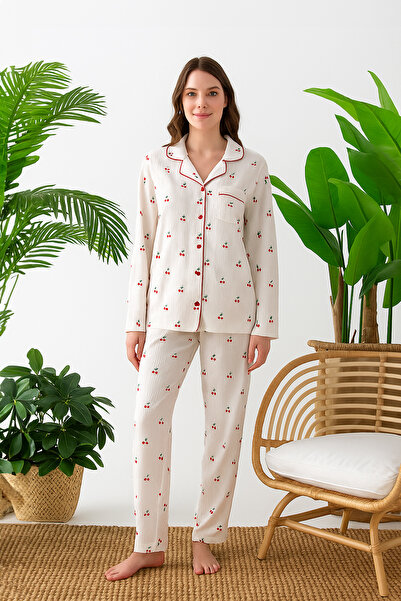 nisaNCa Σετ πιτζάμες με μακρυμάνικο πουκάμισο με γιακά για γυναίκες Pinterest - Γυναικείες πιτζάμες- Μεγάλη γκάμα μεγεθών