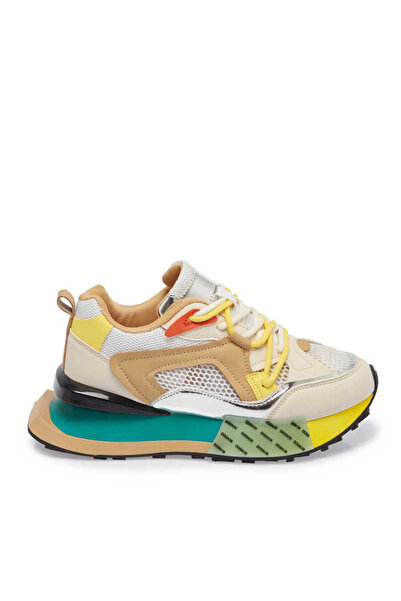 Tergan Bej Deri-Tekstil Kadın Sneaker - K24I1AY67333-A25