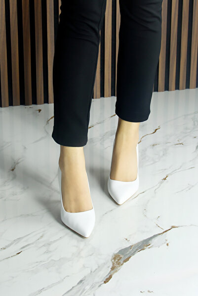 Erkan Saçmacı Suzanna White Genuine Cowhide Leather Pointed Toe Classic Thin Heels Shoes