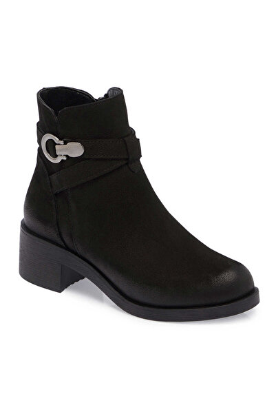 Tergan Siyah Hakiki Nubuk Deri Kadın Casual Bot - K24K1BT67510-A64