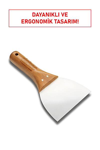 BilfolD Dekor 006 Macun Ispatulası 12 cm Ahşap Saplı Paslanmaz Çelik Esnek Us...