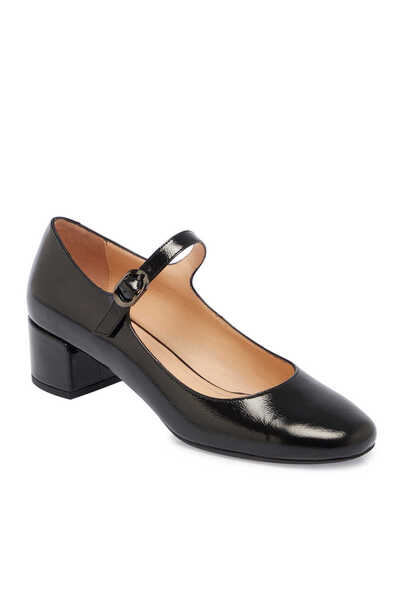 Tergan Siyah Hakiki Rugan Deri Kadın Topuklu Ayakkabı - K24S1AY67600-A07