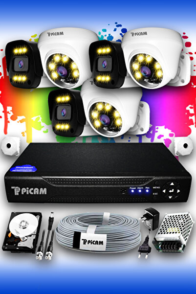 Picam 6 Kameralı Ultra 3 İç Kamera Set 250 GB 5 MP 2K Renkli Gece Görüşlü Güv...