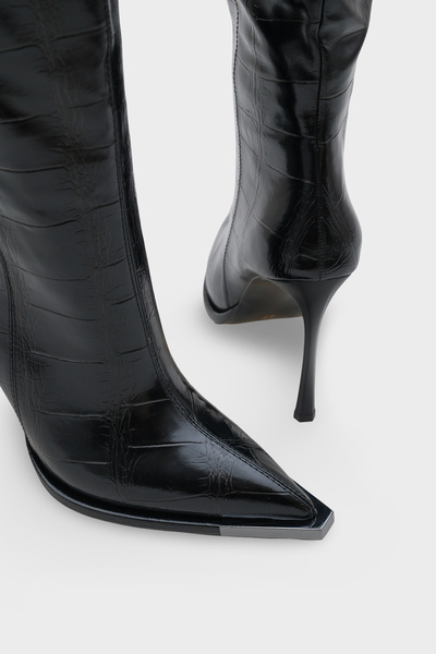 LOJO Жіночі крокодилові гострі носки на підборах для щоденного носіння Valaora Чорні