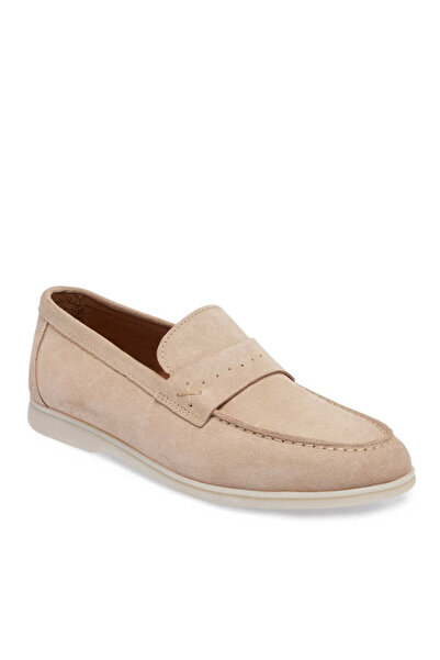 Tergan Bej Hakiki Süet Deri Erkek Loafer - E24I1AY56788-B79