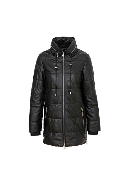 Tergan Siyah Hakiki Deri Kadın Deri Mont - K24KDM320454-Q3H