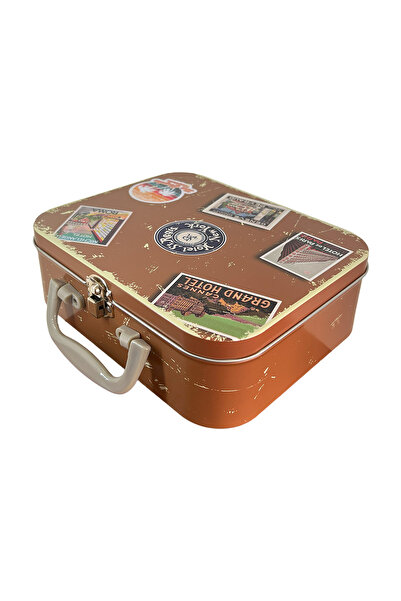 mystylee Retro Metal Box | Storage Box with Handle, Vintage Design, 20.5X17X6.5 cm