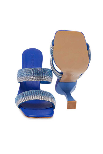 Tergan Mavi Deri-Vegan Kadın Terlik - K24Y1TR67431-V12