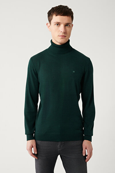 Avva Men's Green Basic Sweater E005002