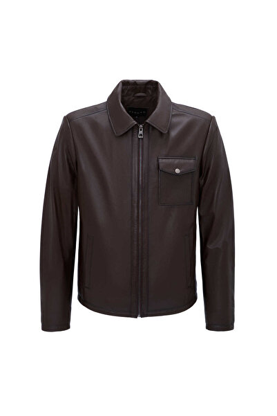 Tergan Kahve Hakiki Deri Erkek Hakiki Deri Mont - E25GRJ310620-Q3I