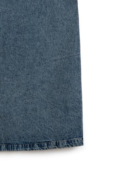 praye Uzun Çan Denim Etek Eskitme Kot