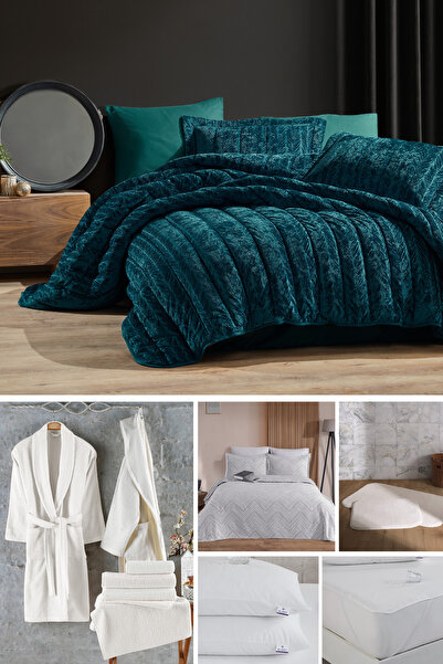 Elart Velvet Seçmeli Çeyiz Seti 20 Parça Zümrüt Yeşili