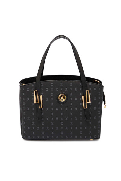 Tergan Siyah Print Kadın Omuz Çantası - S1WPR0000805-T0E