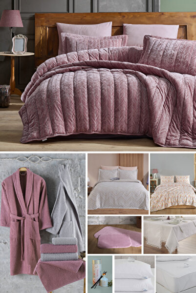 Elart Velvet Seçmeli Çeyiz Seti 48 Parça Gülkurusu