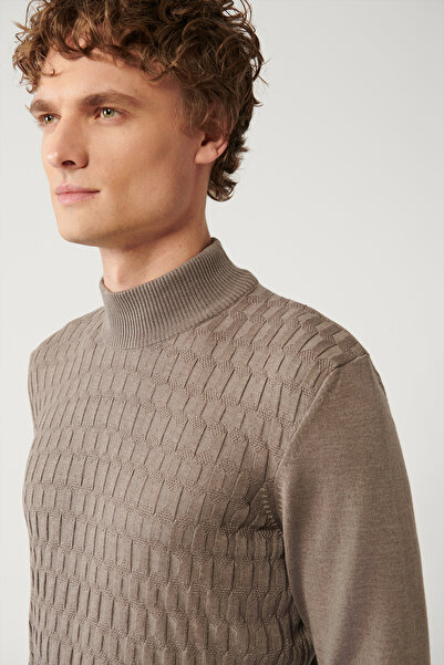 Avva Ανδρικό πλεκτό πουλόβερ με μισό ζιβάγκο βιζόν E 005106